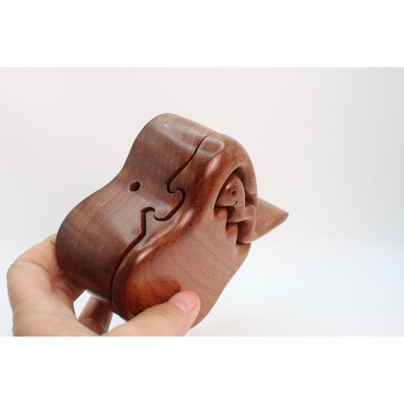 Artisan-Signed Wooden Apple Puzzle BoxHand-Carved • Hidden Compartment - Picture 5 of 14